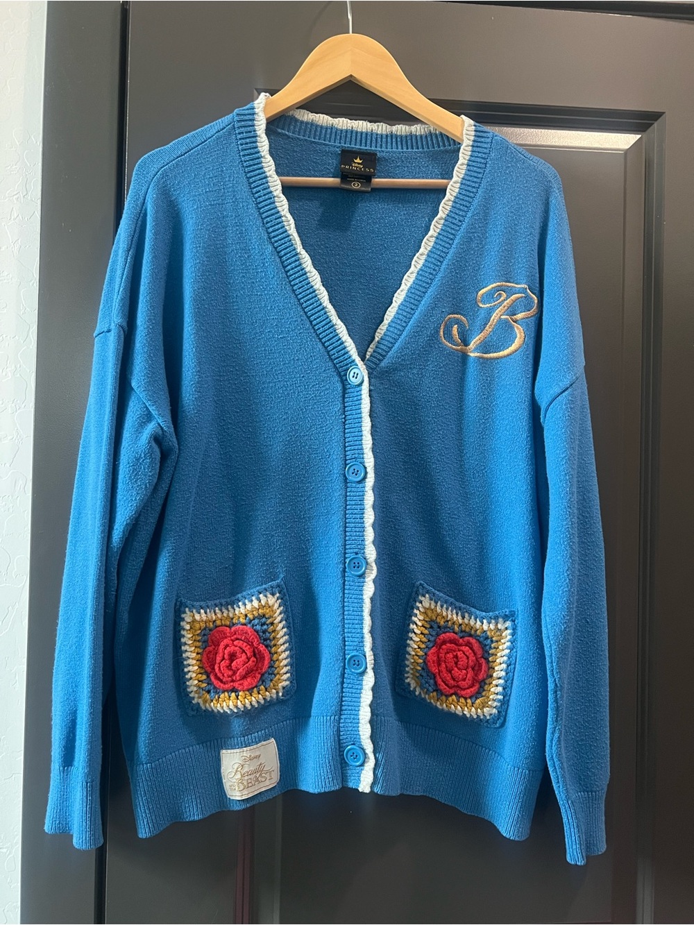 BoxLunch exclusive Disney Beauty and the Beast Belle Roses cardigan sz2